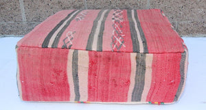 Vintage Moroccan Floor Pillow Seat Cushion Made from a Berber Old Rug