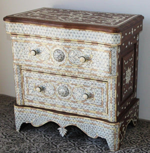 White Inlay Moorish Moroccan Nightstand Dresser