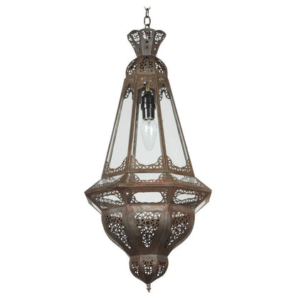 Hand-Crafted Moroccan Moorish Lantern Pendant with Clear Glass, 1980