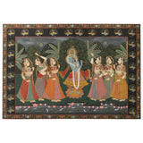Large Pichhavai Painting of Krishna with Female Gopis Dancing