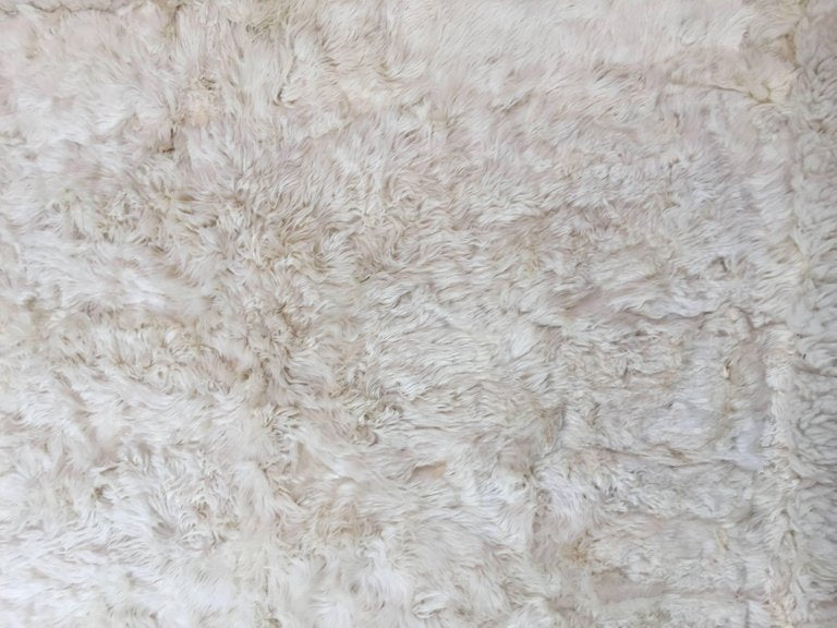 Vintage Shaggy Sheepskin Bed Throw or Rug | New Zealand Natural Ivory White 1970