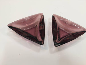 Vintage Moroccan Hazel Atlas Amethyst Triangle Pair of Ashtrays