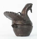 Patinated Bronze Bird Peacock Box India 1900s Folk Art