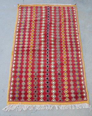 1980s Vintage Moroccan Boujad Hand-Woven Tribal Rug