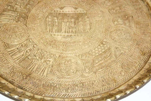 Middle Eastern Egyptian Antique Round Brass Tray 17 in.