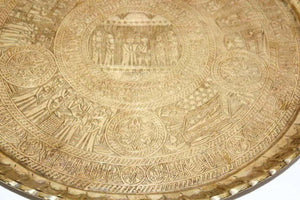 Middle Eastern Egyptian Antique Round Brass Tray