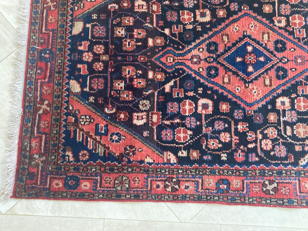 Antique Hand-Knotted Turkish Rug, Wool Floral Design, 1940