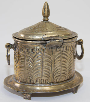 Antique Moroccan Silver Plated Tea Caddy Footed Candy Box