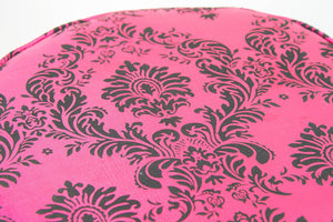 Post Modern Upholstered Moroccan Art Deco Style Pouf in Hot Fuchsia Color