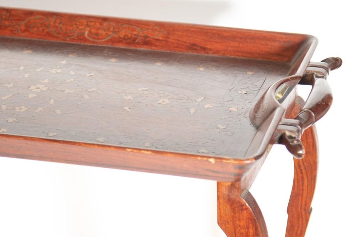 Vintage Anglo-Indian Inlaid Tray Table