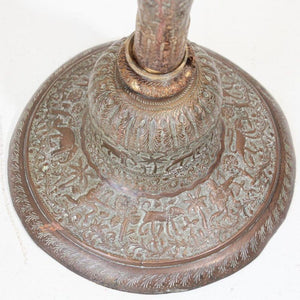 Antique Copper Vase with Hindu Scenes, 19th Century