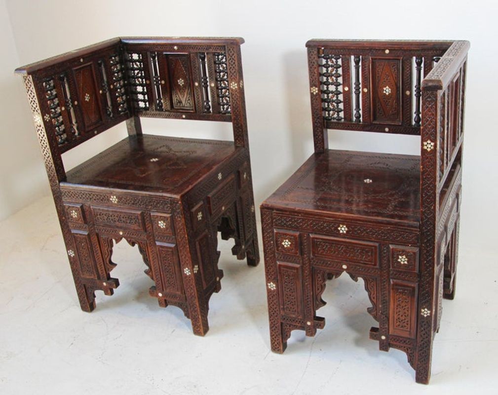 19th Century Middle Eastern Egyptian Moorish Corner Chairs