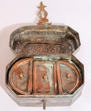 Handcrafted Tinned Copper Metal Betel or Spices Caddy Box