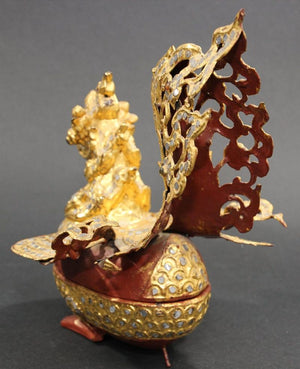 Burmese Bird-Shaped Betel Gold Lacquered Box