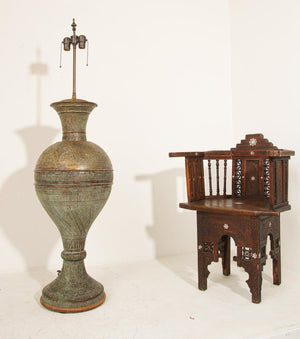 Antique 19th Century Middle Eastern Oriental Brass Mughal Floor Lamp