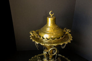 Antique Large Arabian Polished Brass Incense Burner Islamic Moorish Style 19th c