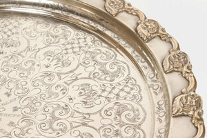 Moroccan Handcrafted Silver Round Tray