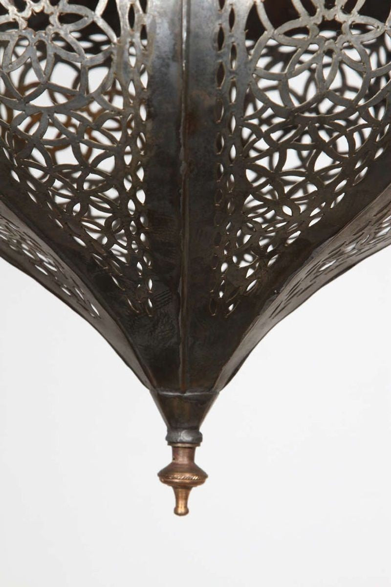 Pair of Large Moroccan Moorish Glass and Filigree Hanging Lanterns