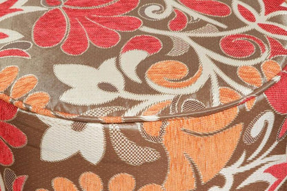 Vintage Moroccan Round Pouf Ottoman in 1970s Psychedelic Floral Velvet a Pair