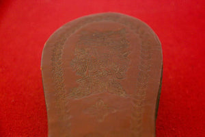 Framed Pair of Asian Chinese Antique Leather and Silk Embroidered