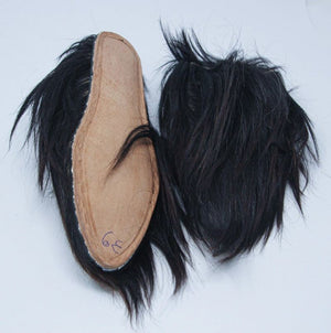 Moroccan Hand Tooled Black Goats Hair Slippers Pointed Shoes