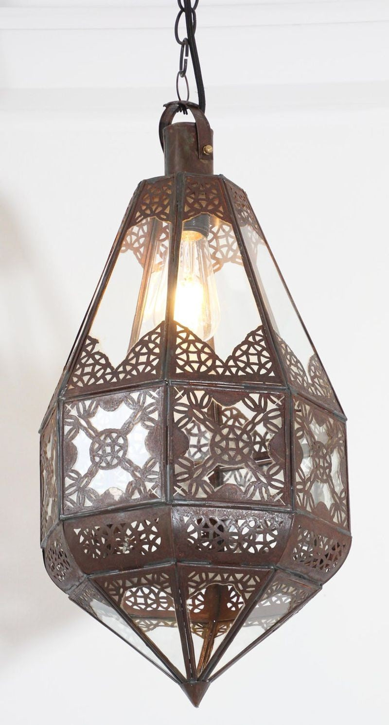 Moroccan Moorish Metal and Glass Lantern
