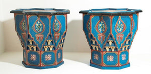 Moroccan Moorish Star Shape Blue Pair of Side Drinks tables 1960s