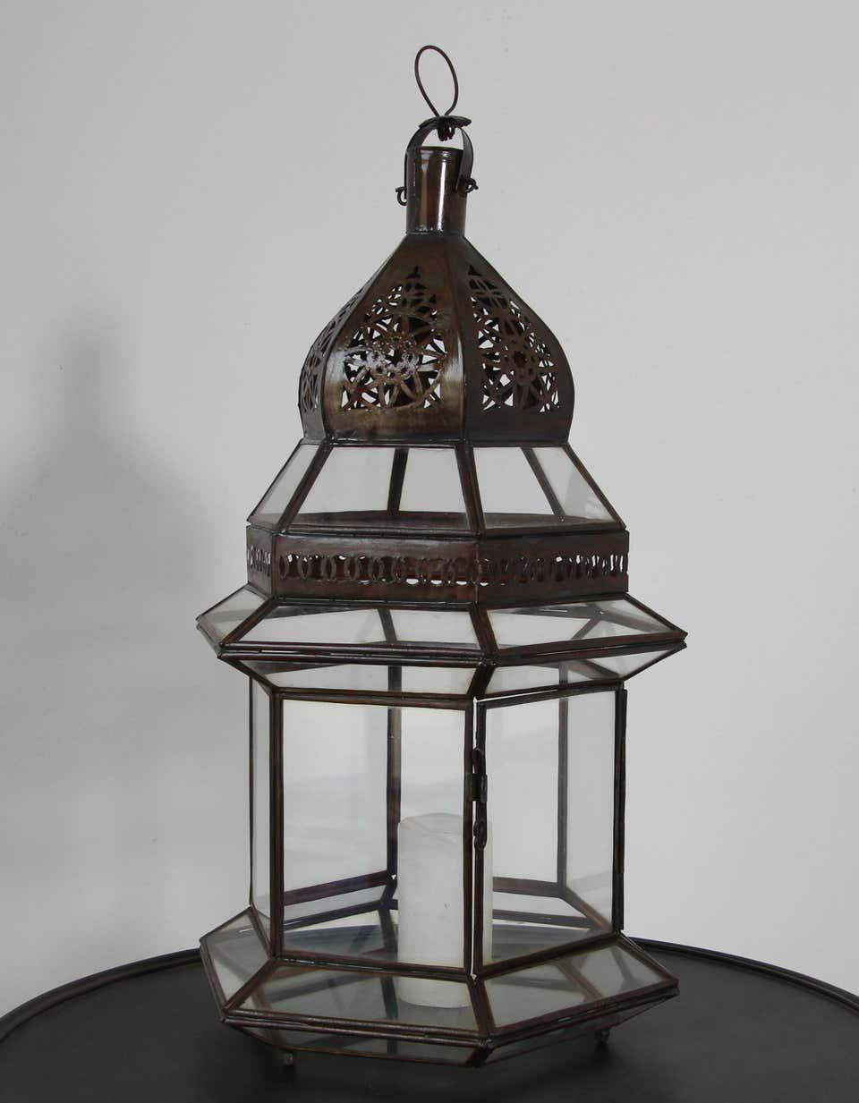 Handcrafted Large Moroccan Clear Glass Candle Lantern