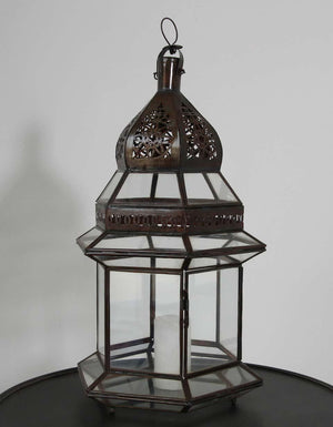 Handcrafted Large Moroccan Clear Glass Candle Lantern