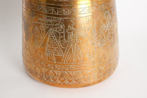 Hand Etched Egyptian Brass Vessel Jardiniere, 19th Century