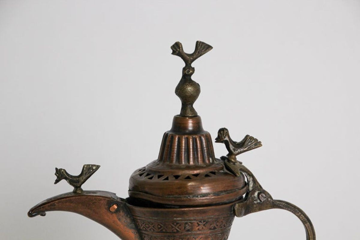 19th c Antique Middle Eastern Dallah Turkish Ottoman Bronze Copper Coffee Pot