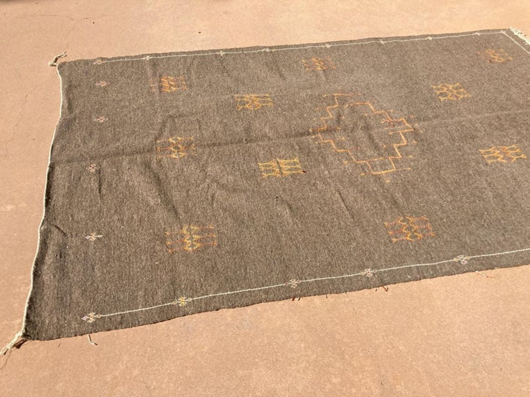 Moroccan Vintage Flat-Weave Brown Rug