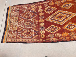 1960s Moroccan Vintage Hand-woven Boujad Tribal Area Rug