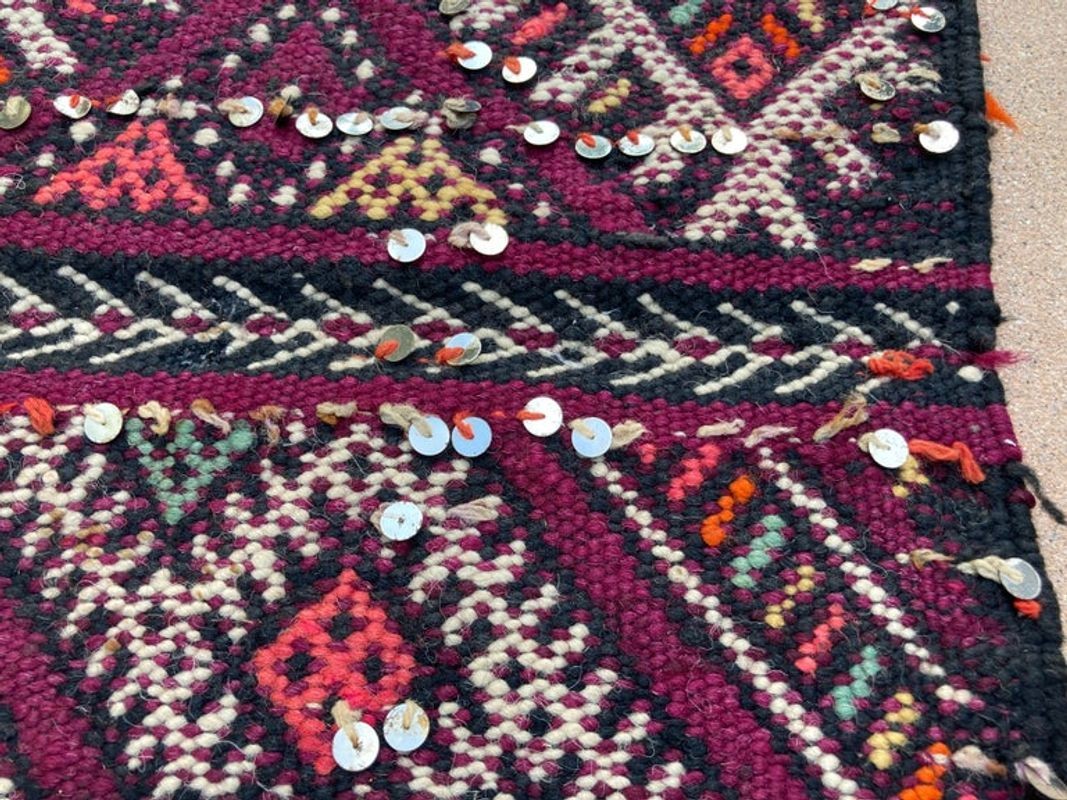 1940s Moroccan Tribal Rug African Ethnic Textile Floor Covering