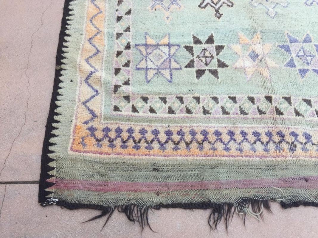 Vintage Moroccan Berber Rug, Handwoven Wool & Goat Hair, 1960