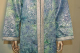 Moroccan Moorish Caftan Maxi Dress Brocade Aquamarine Blue and Silver Size M L