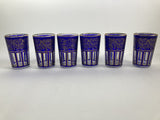 Moroccan Royal Blue Shot Glasses with Gold Moorish Design Set of 6 Barware