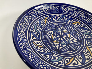 Moroccan Ceramic Blue Plate, Fez 1920's