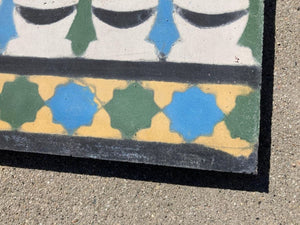 Moroccan Encaustic Cement Tile Border with Moorish Fez Design