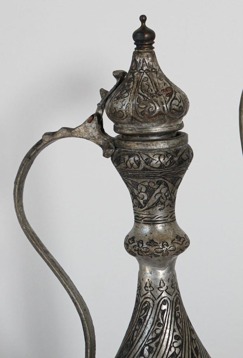 Middle Eastern Islamic Turkish Ottoman Tinned Copper Ewer