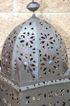 Large Outdoor Metal Moroccan Hurricane Candle Lantern