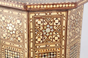 Moorish Handcrafted Octagonal Pedestal Table Inlaid with Mosaic Marquetry