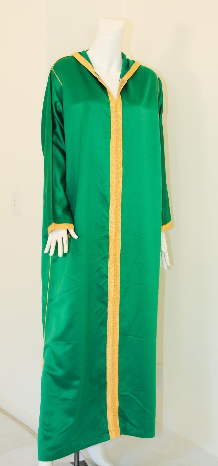 Moroccan Hooded Caftan Emerald Green Djellabah Kaftan