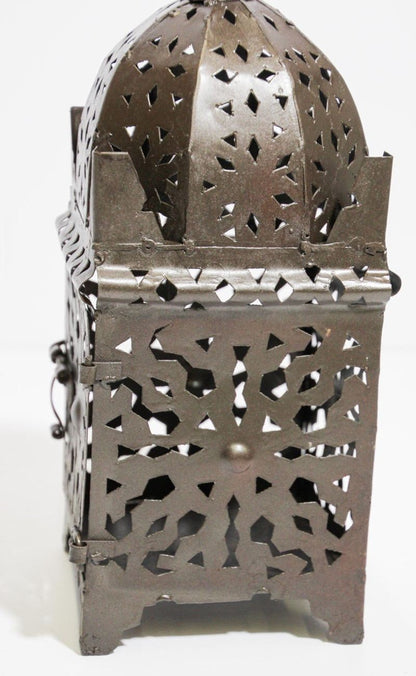 Handcrafted Moroccan Moorish Metal Candle Lantern, Hammered Design