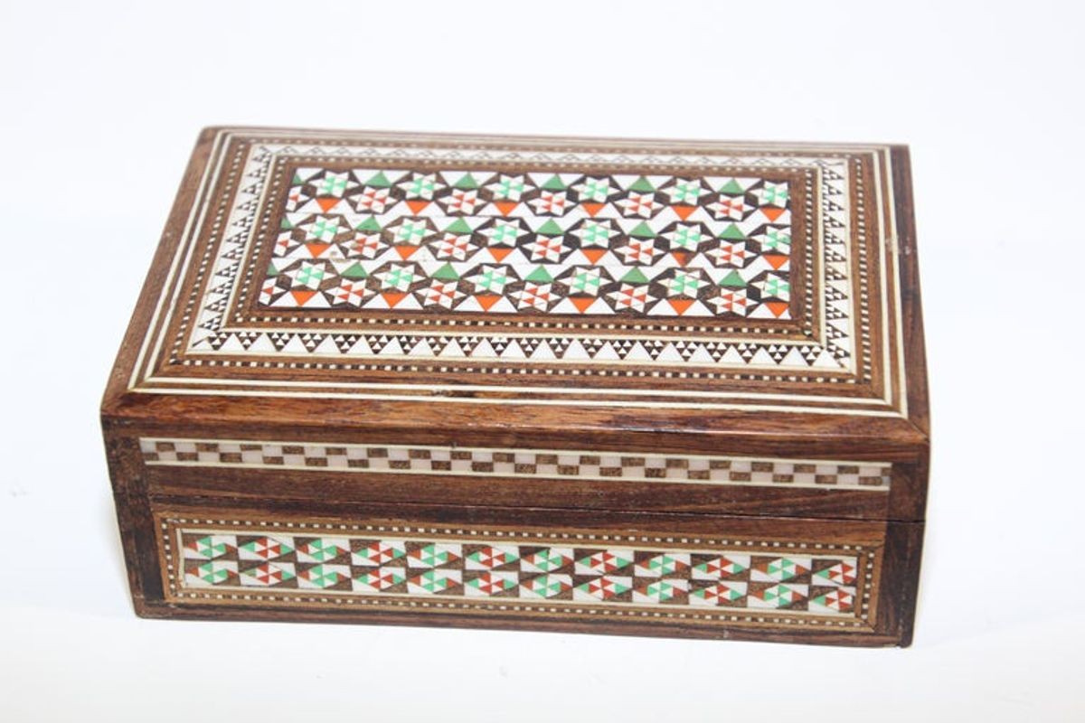 Antique Fine Micro Mosaic Moorish Inlaid Decorative Box