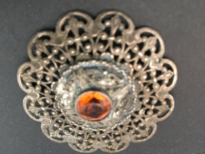 Ottoman Style Turkish Silver Brooch or Veil Pin with Moorish Filigree