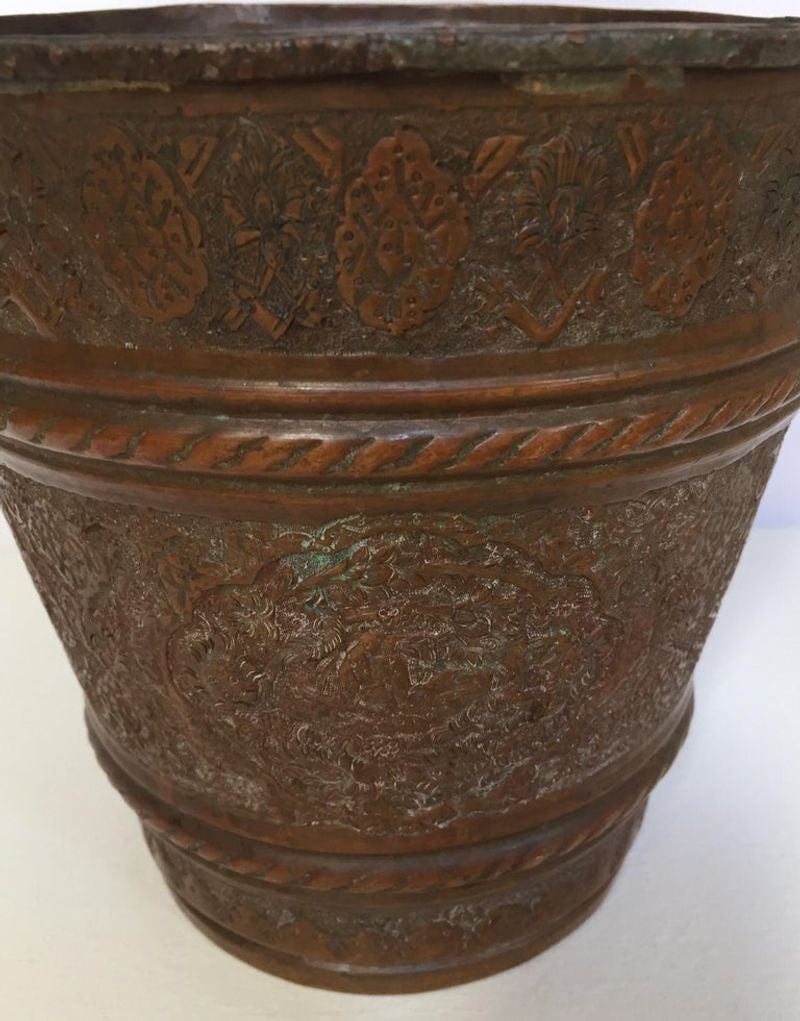 Moorish Mughal Metal Copper Vessel Bucket