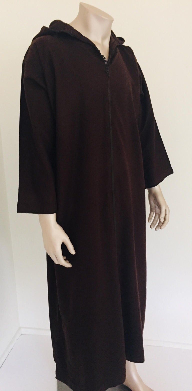 Moroccan Gentleman Hooded Brown Wool Djellaba