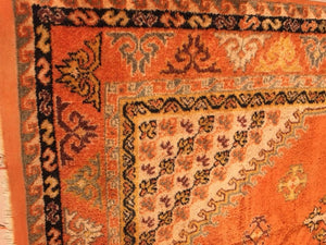 1960s Moroccan Vintage Orange Color Tribal African Pile Rug