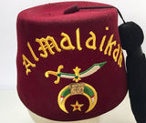 AL Malaikah Vintage Iconic Masonic Shriner Burgundy Wool Fez Hat